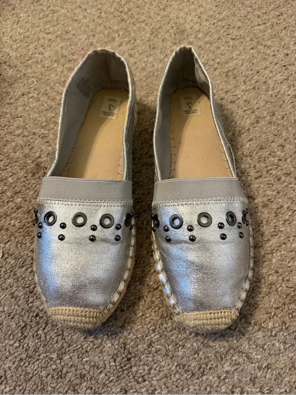 Women's Vera Wang Silver Studded Espadrille Flats